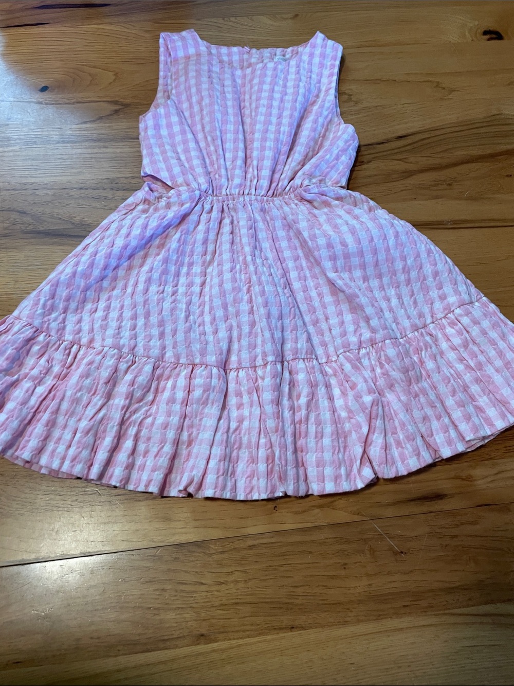 Zara Pink Gingham Sleeveless Ruffle Hem Dress